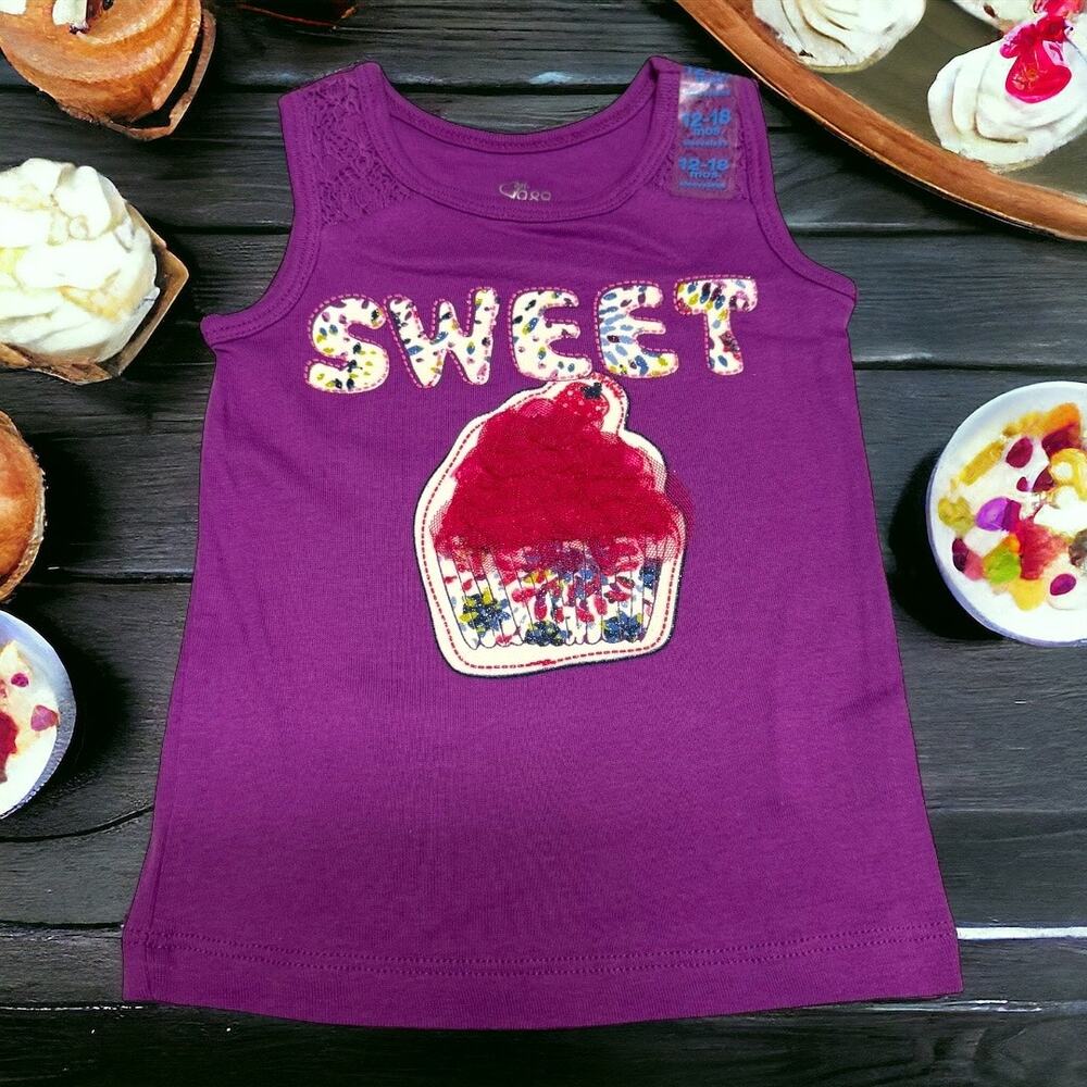 The Children's Place Girls Tank Top Sz 12-18 Mo‎ Sweet Cupcake Tulle NEW